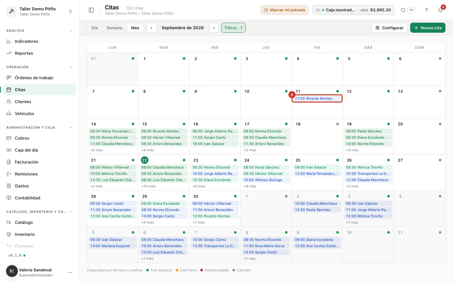 Vista Mes, con una cita lista para arrastrarse a otro día
