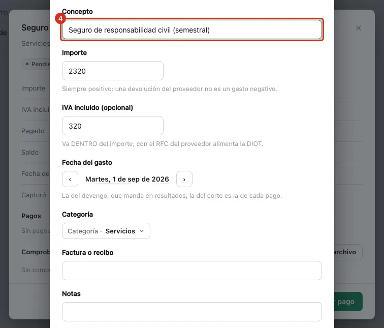 Diálogo Editar gasto