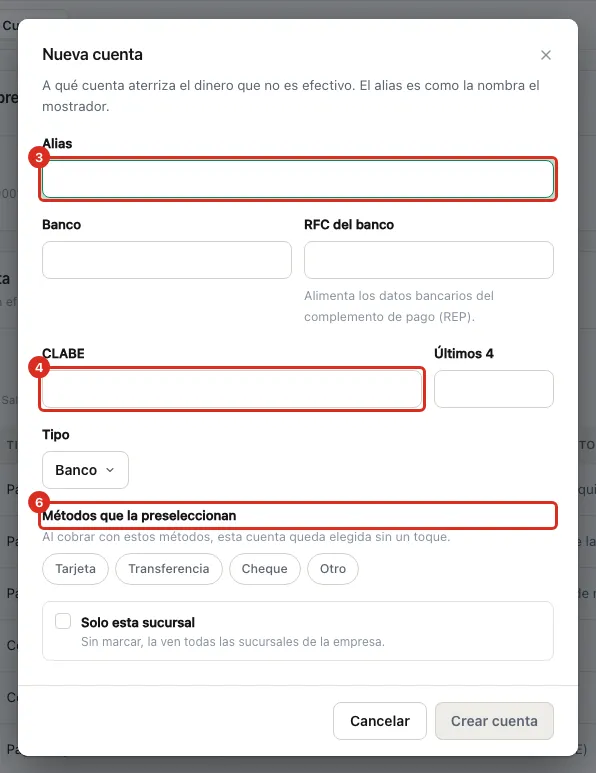 Diálogo Nueva cuenta
