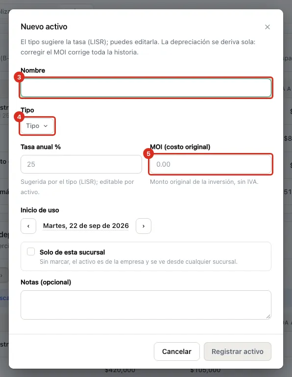 Diálogo Nuevo activo