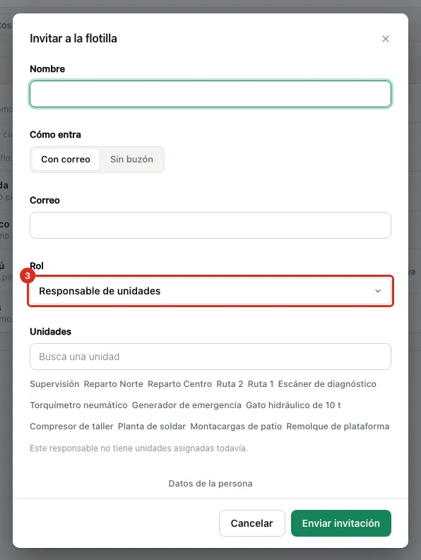 Elegir el rol de la persona