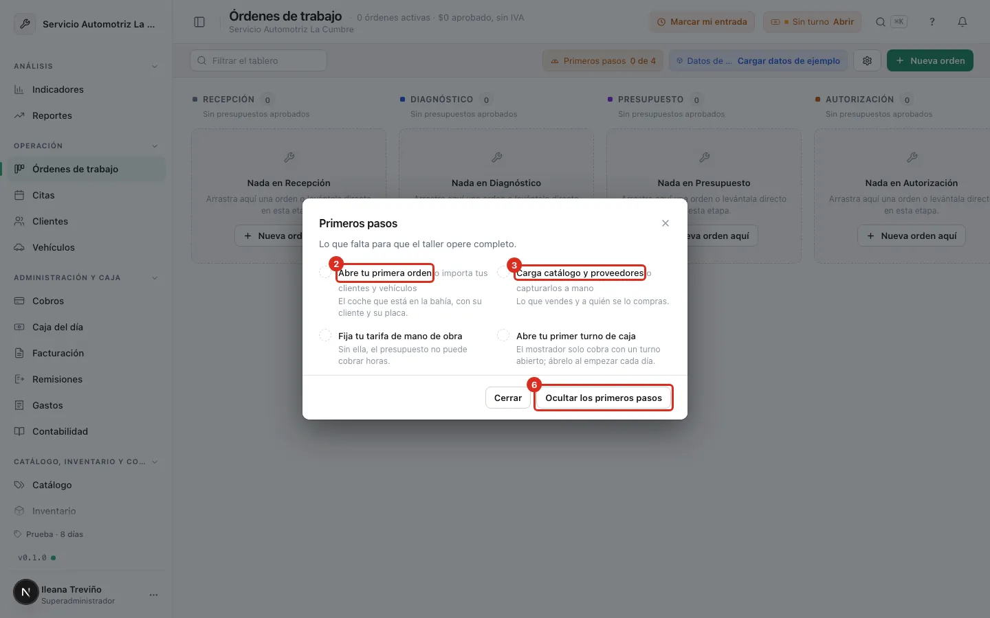 Los cuatro pasos del primer día