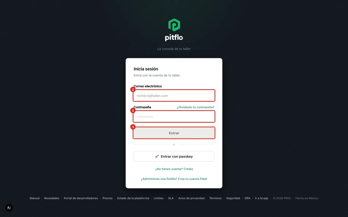 Pantalla Inicia sesión