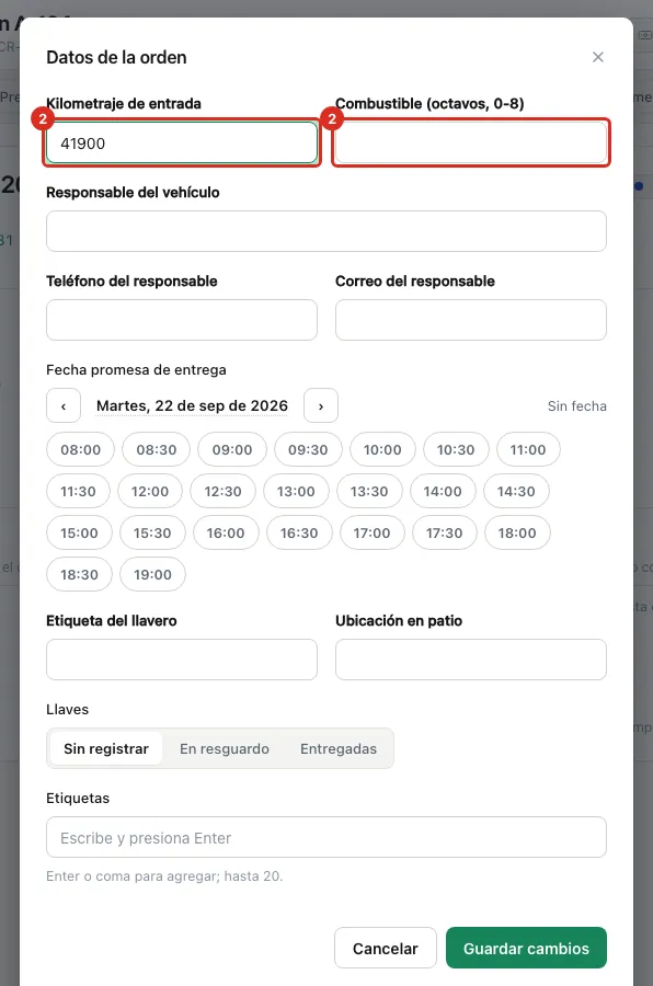 Datos de la orden