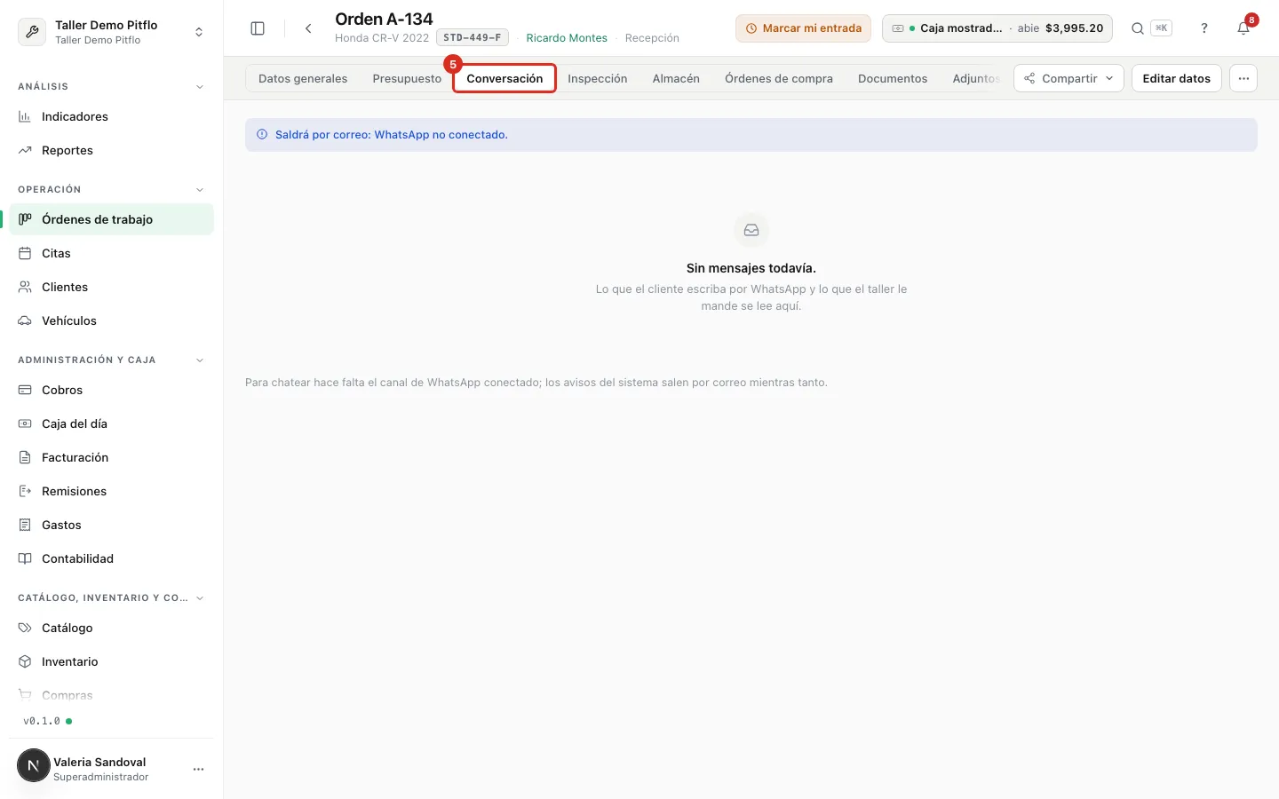 La sección Conversación
