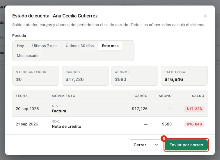 Estado de cuenta del cliente