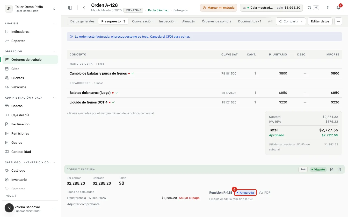 La remisión amparada por su factura