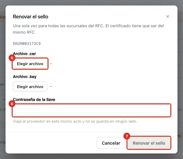 Formulario para renovar el sello