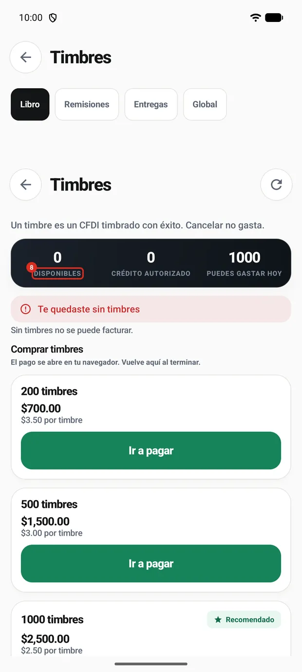 La pantalla de Timbres