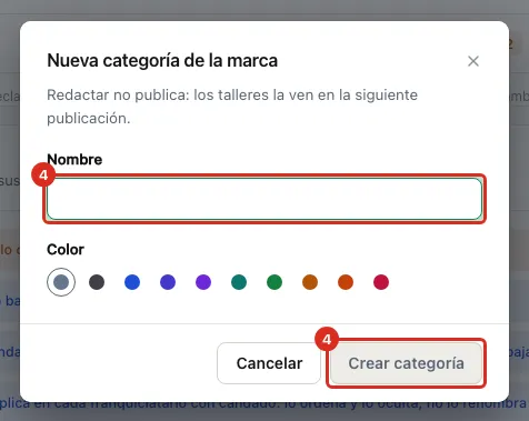 La ventana Nueva categoría de la marca