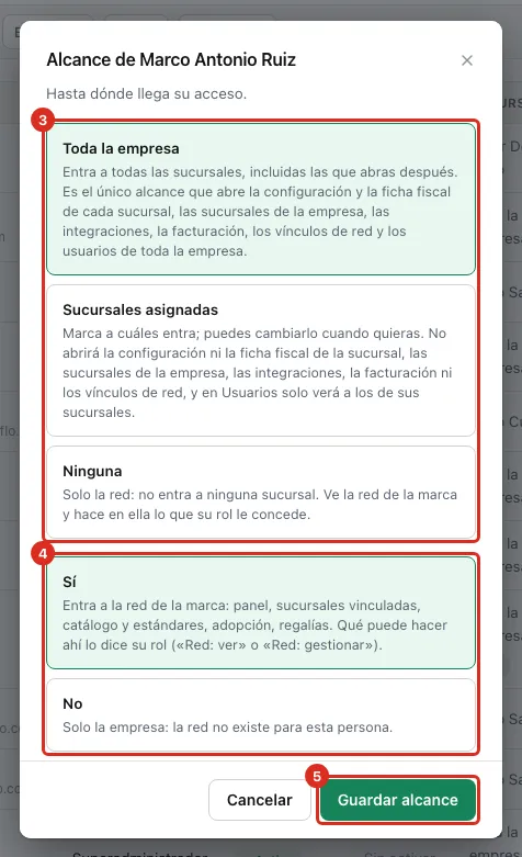 Ventana de alcance con la pregunta ¿También la red?