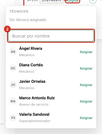 Asignar desde la tarjeta