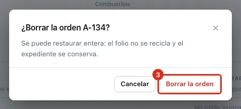 La confirmación del borrado