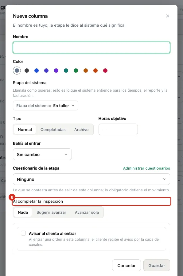 Qué pasa al completar la inspección