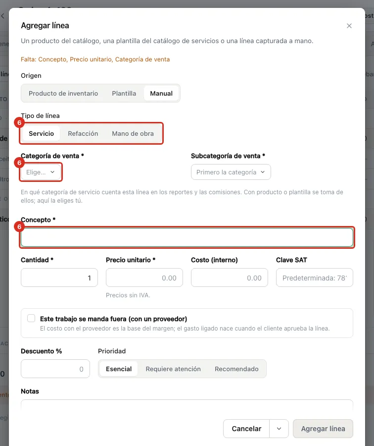 Una línea capturada a mano