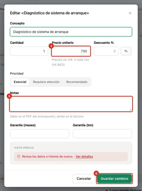 Editar la partida