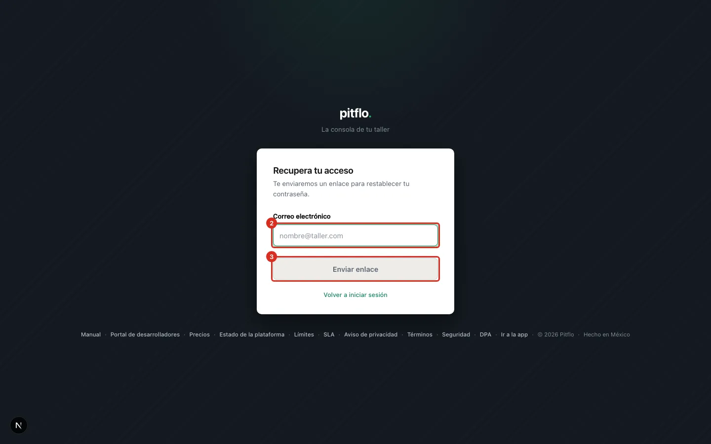 La pantalla Recupera tu acceso