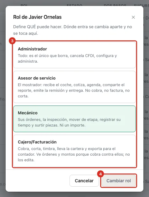 El diálogo para elegir el rol