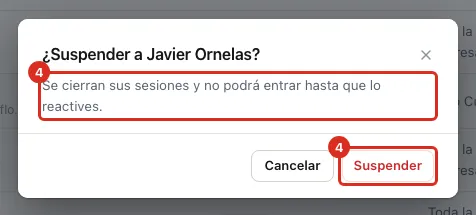 La confirmación antes de suspender