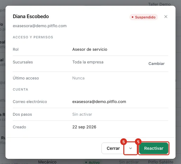 La ficha de una persona suspendida